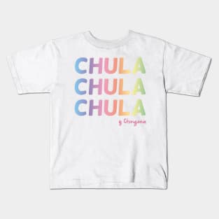 Chula y chingona chicano pride mexican slang pastel kawaii colors rainbow Kids T-Shirt